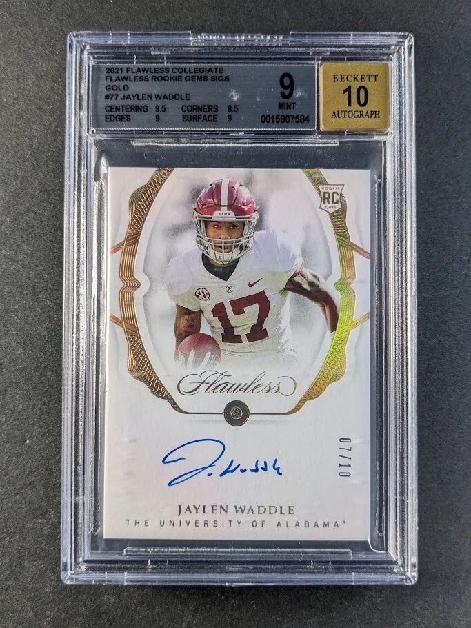 Jaylen Waddle Panini Flawless Collegiate Flawless Rookie Team Slogan Signatures #JW Gold
