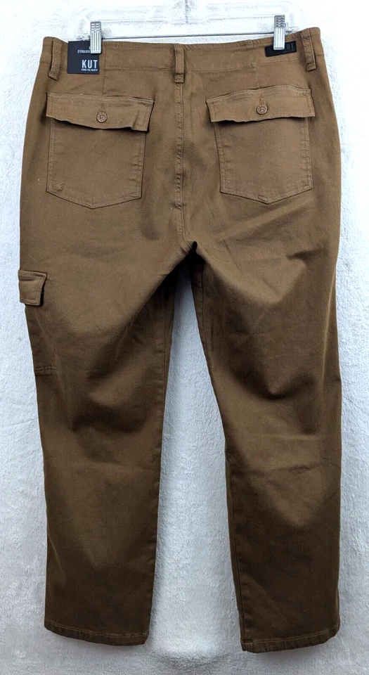 Kut From The Kloth sz 14 Pants Cargo ankle straight leg stretchy brown 1904 - Image 3 of 4