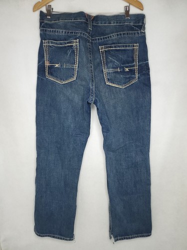 Ariat M4 Low Rise Scoundrel Relaxed Mens 34x30 Boot Cut Blue Distressed Jeans - Picture 14 of 15