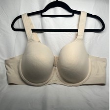 Cacique Lightly Lined Balconette Bra 44C Beige Underwire Smoothing Back 1138877
