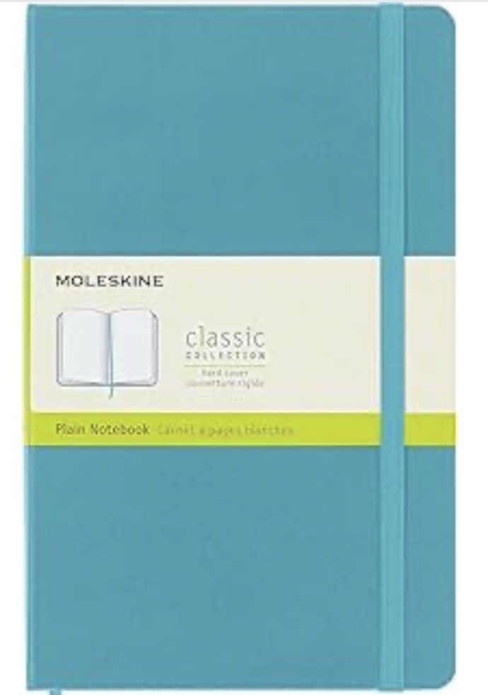 Moleskine Classic Notebook Reef Blue hard  cover Plain Elastic 21x13cm. L