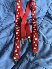 Christmas Suspenders Santa Claus Silver Colored Clip Fasteners 1.25"