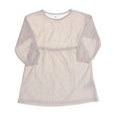 H&M, Kleid, Größe: 92, Weiß, Baumwolle/Elasthan, Einfarbig, Mädchen #bMu