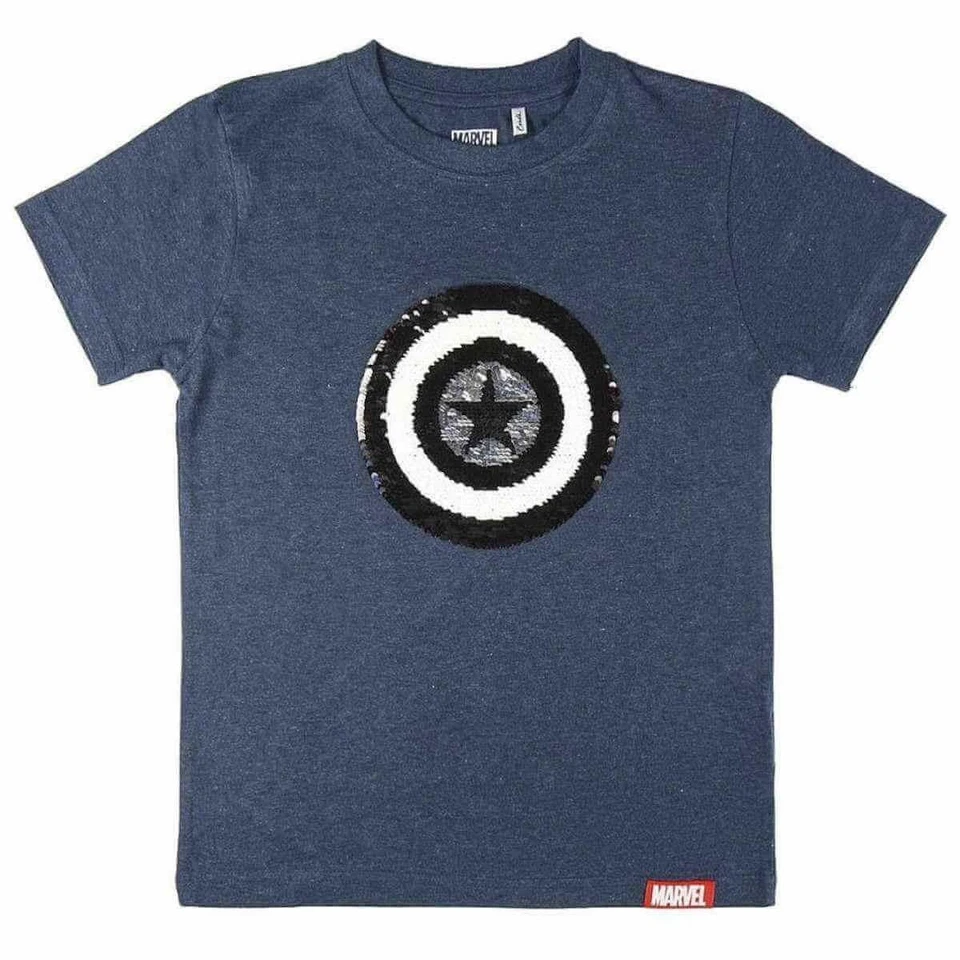 Captain America T-Shirt Jungen Kinder Wendepailletten marineblau Gr. 128 - 164 - Bild 2 von 4