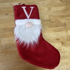 Red Christmas Gonk Stocking With Alphabet Letter “V”