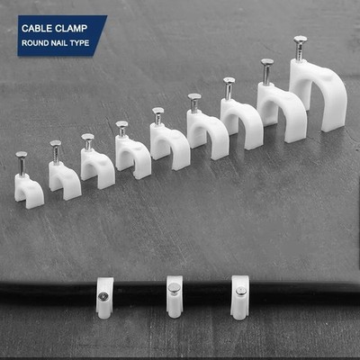 100PCS Cable Clips Nail In Wall Wire Clamps Round White Cable Management