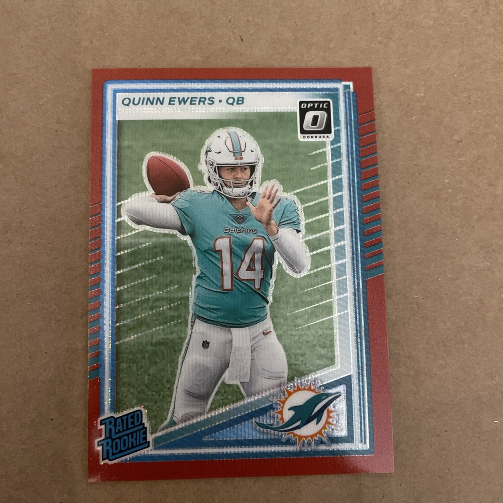 2025 Donruss Optic Preview Red Pandora Rated Rookie Quinn Ewers RC #342 Dolphins