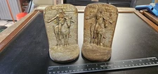 Antique CastIron Freedom Indian Warrior Art Sculpture Study Bookends Home Office