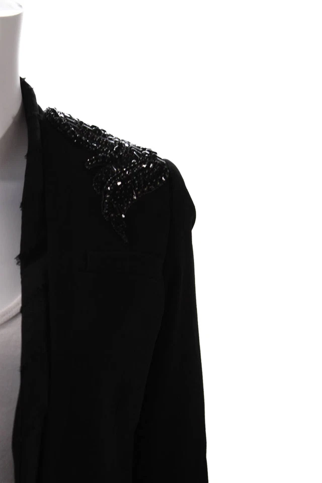 Haute Hippie Womens Long Sleeve Crystal Trim Open Front Jacket Black Size 2 - Image 2 of 4