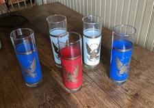 Vintage Libby Bi Centennial Tom Collin’s Ice Tea Barware Patriotic Set Of 5