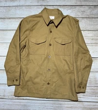 Filson Jacket Mens SMALL Tan Canvas Made In USA  Dry Tin Jac Shirt 10429