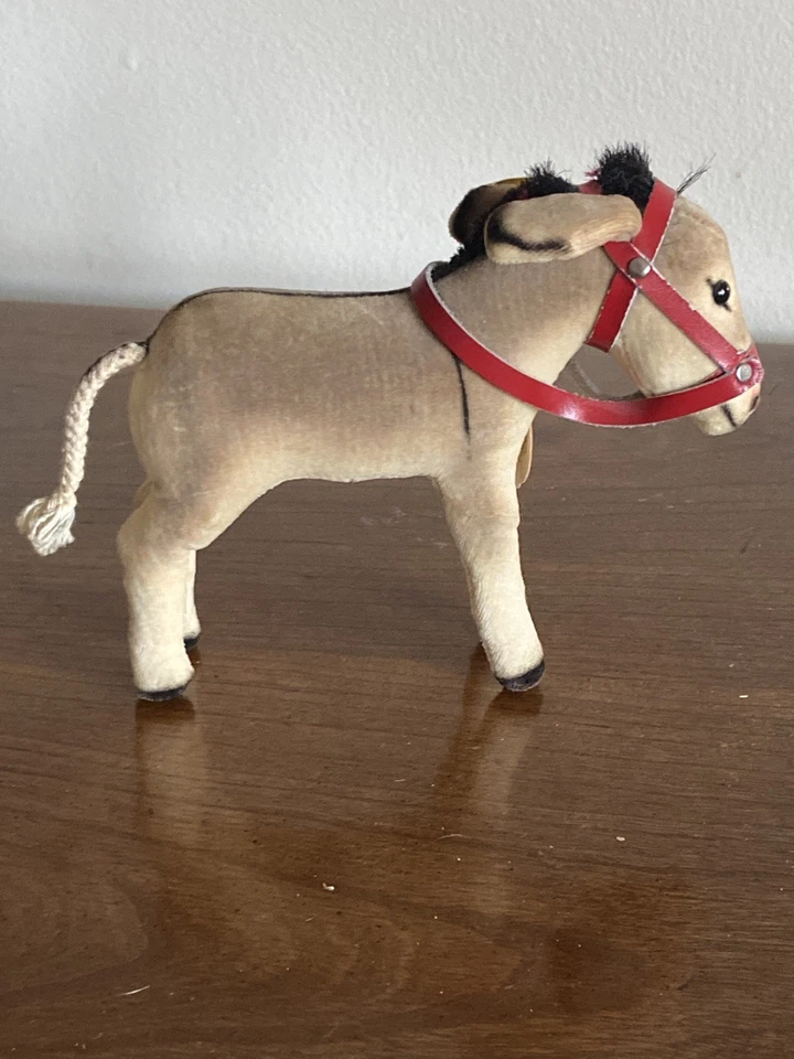 WOW ALL ID VTG Steiff Velvet Donkey Chest Tag, Silver Button & Flag MUST SEE - Image 4 of 4