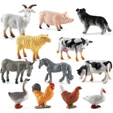 12 PCS Animals Figures,Mini Farm Animal Figurines,Plastic Farm Animal Figures...