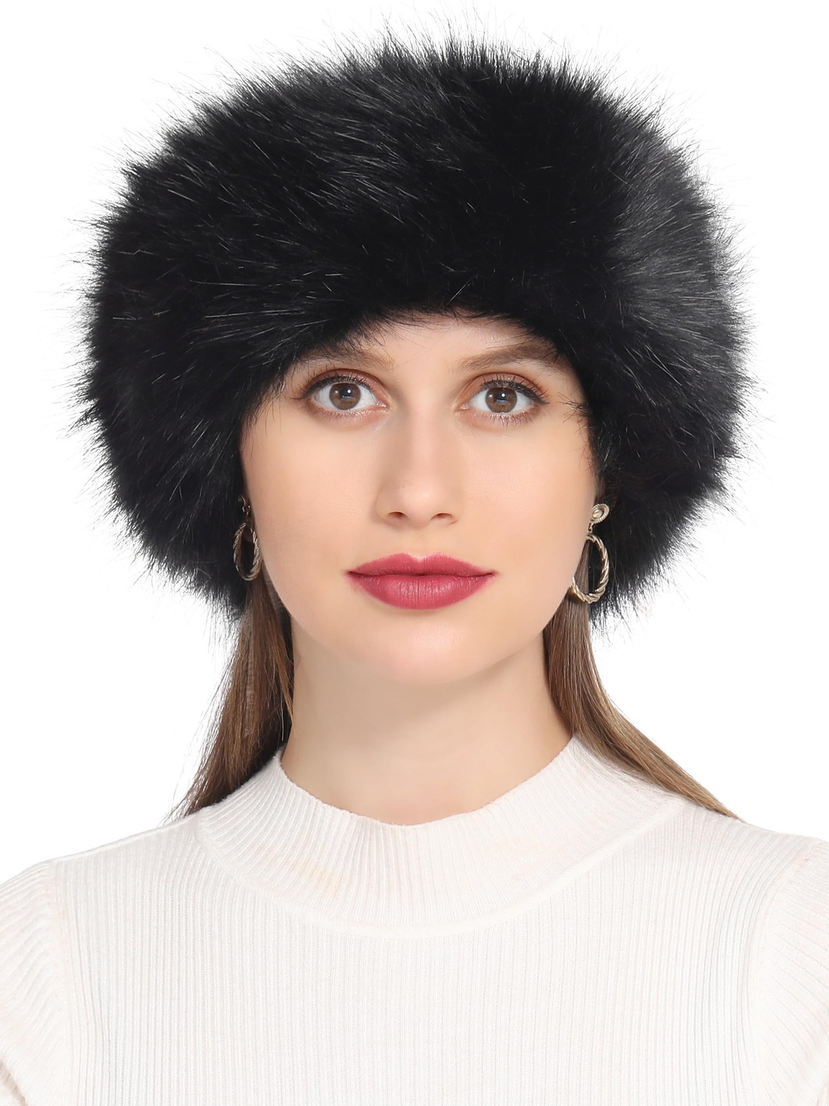 Faux Fur Headband Women Winter Earwarmer Earmuff, Elastic Hair Band Accessory