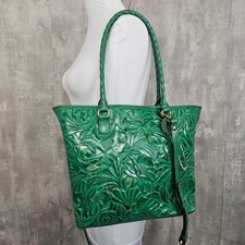 Patricia Nash Adeline Soft Green Tooled Leather Cutout Tote Crossbody Bag Purse