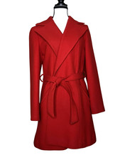 Vintage Pendleton Coat Womens Red Wool Belted Lined USA Overcoat Size XS-S READ
