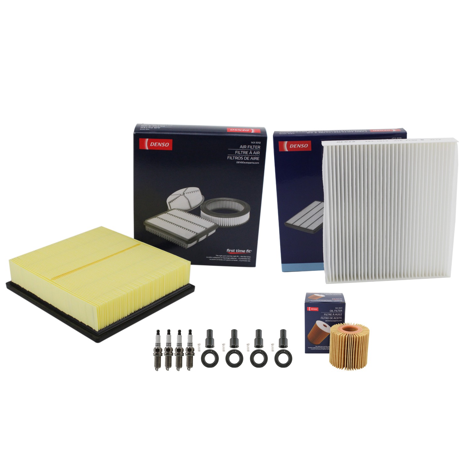 Denso Tune Up Kit 4 Spark Plugs  Boots Kit for Toyota Highlander Sienna 2.7L L4