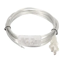 12Ft 18/2 300V SPT-1 Lamp Cord with Switch Clear Silver UL Listed
