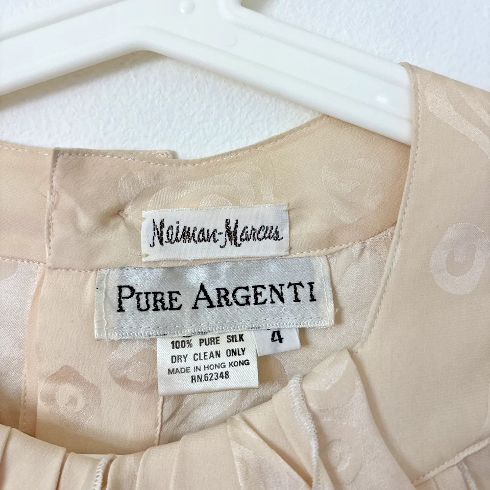 Blusa de seda vintage Neiman Marcus Pure Argenti crema eduardiana con volantes talla 4 Foto 3 de 4