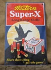 VINTAGE WESTERN SUPER X AMMUNITION PORCELAIN SIGN GUN AMMO 14"×9"