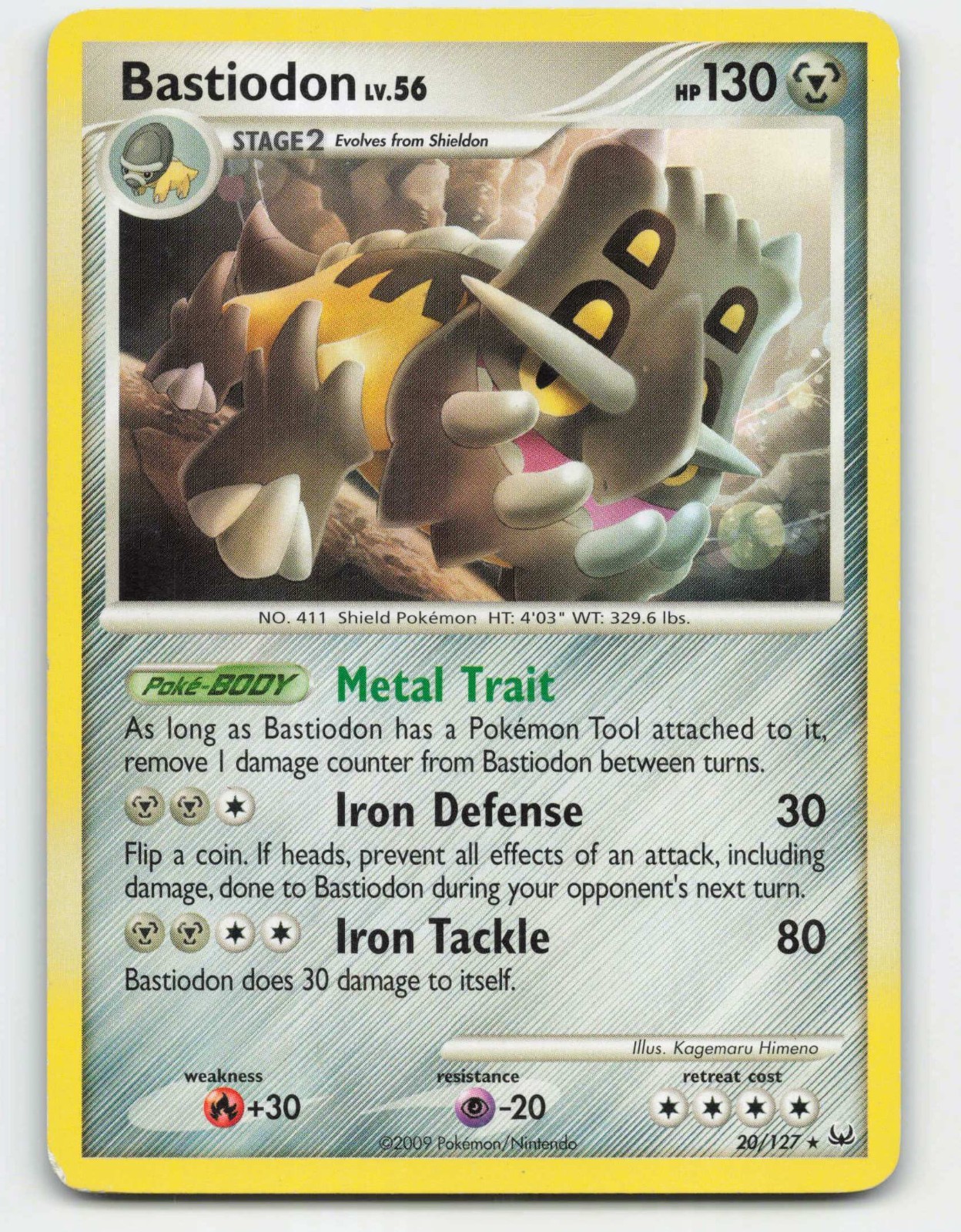2009 Pokemon, Platinum, #20/127 Bastiodon, Rare