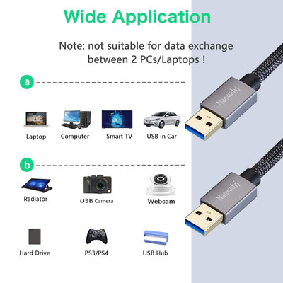 USB to USB Cable Male to Male Cable 3.0 Type for Data Transmission Compatible Ha