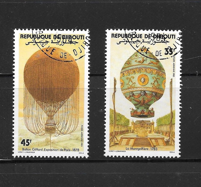 DJIBOUTI SC#C172-3 HOT AIR BALLONS CTO XF USED 1983 COMMEMORATIVE STAMP SET