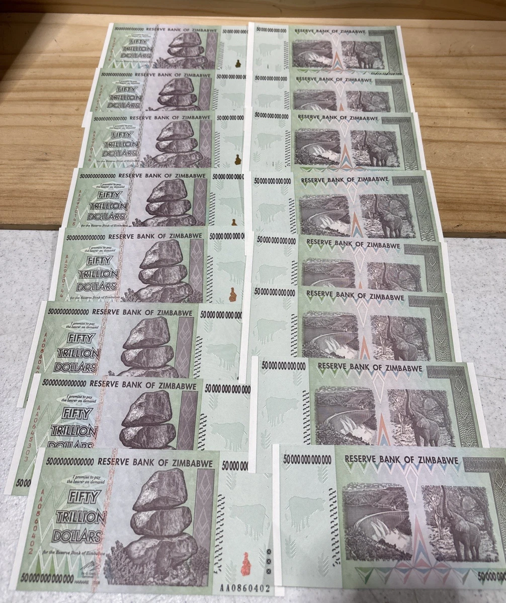 曾流通z$ 50 万亿津巴布韦纸币| eBay