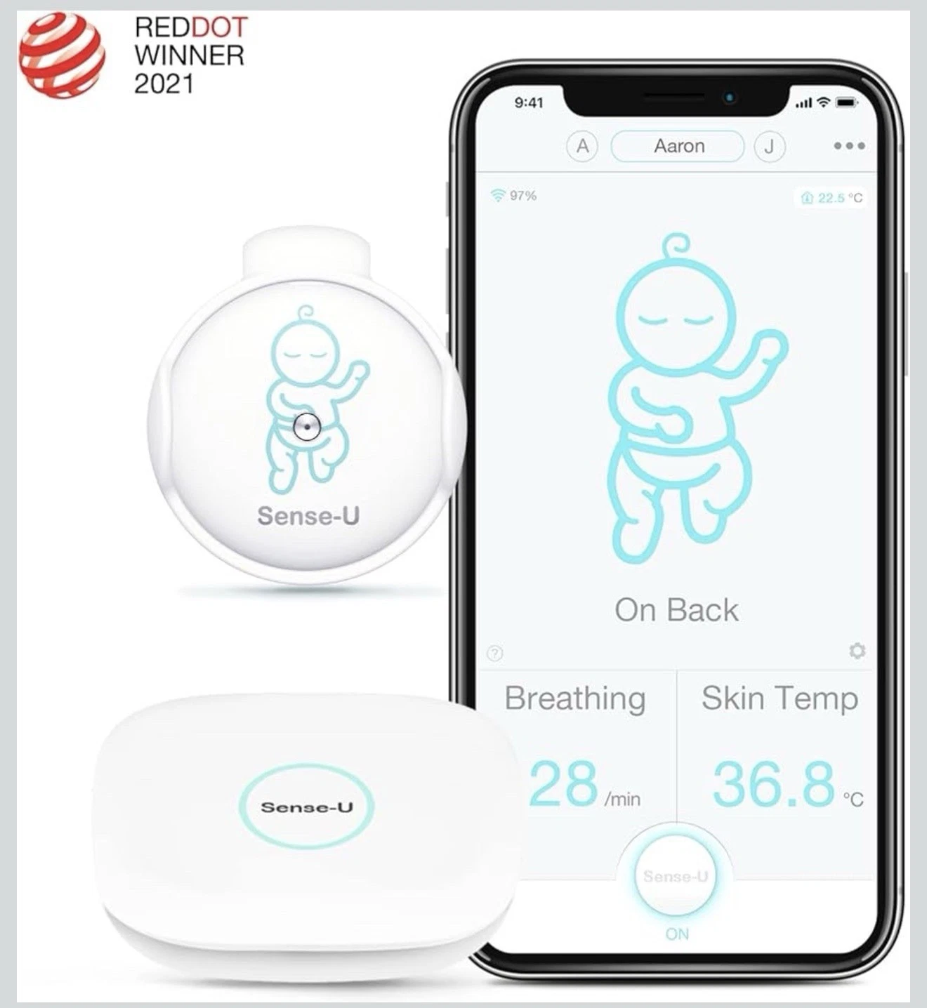 Sense-U Baby Monitor 2 (inc. Base Station) | Track Your Bay's Vital Anytime