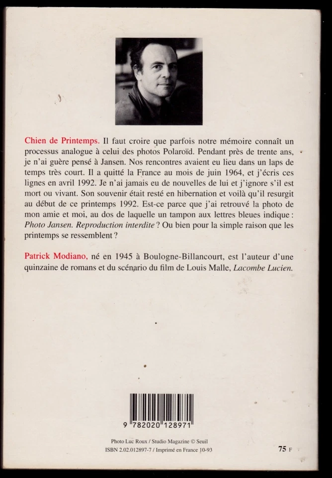 Patrick Modiano- Chien de Printemps - Dédicacé - Photo 4/4