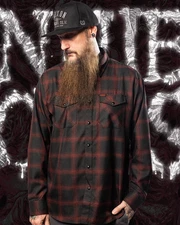DIXXON Flannel "Cannibal Corpse" Men's LARGE Band Snap Button Plaid Shirt