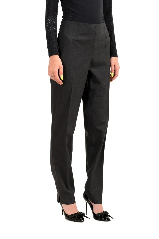 Incotex Women's "Nadine" Dark Gray Wool Flat Front Pants US XL IT 46 - Image 2 of 4