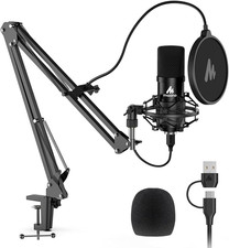 USB Microphone, 192Khz/24Bit Plug  Play PC Computer Podcast Condenser Cardioid