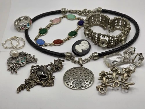 Vintage to Now Silver Tone Costume Jewelry Lot