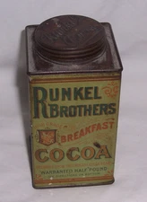Antique Vintage OLD  RUNKEL BROTHERS 5" Breakfast Cocoa Advertising Tin RARE