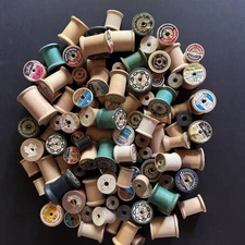 Vintage Empty Wood Sewing Thread Spools Lot of 109 Various Sizes Brands