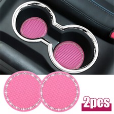 2x Pink Car Cup Holder Insert Rhinestone Coaster Car Interior Accessories Trim