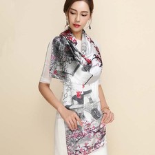 100 Silk Satin Women Scarf 67x20 lady Shawl Wrap black gray red large MY1