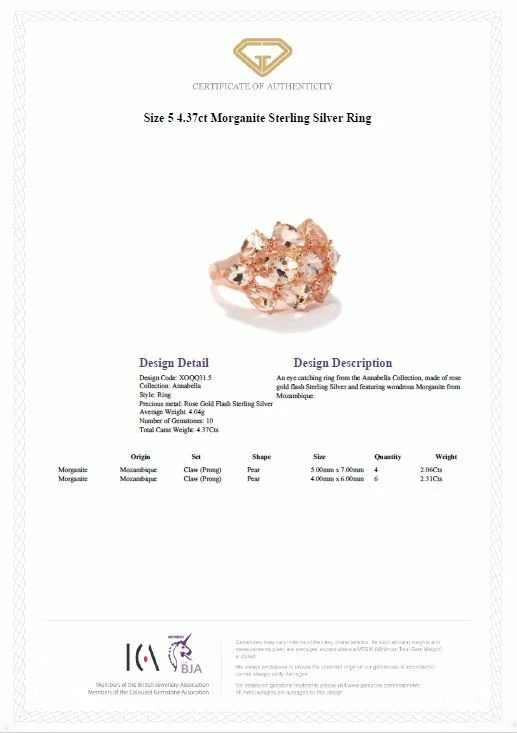 Beautiful - Morganite 925 Sterling Silver Rose Gold Plated Ring - 4.37 carats - Image 2 of 4