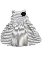 Sweet Heart Rose Toddler Girls Striped Knit Dress, Navy and White, Size 3