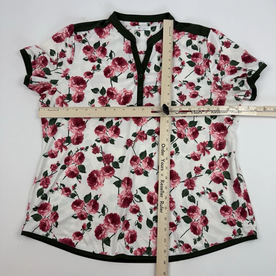 Camisa Polo Greg Norman Play Seca Blanca Verde Rosa Floral Talla XL Poliéster Elastizada Foto 2 de 4