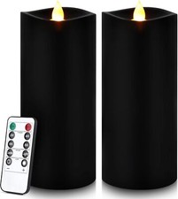 7  x 3  Flameless Candles, Flickering Moving Flame LED Battery Black