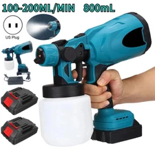 High Pressure Cordless Paint Sprayer Electric Airless HVLP Spray Gun w/2 Battery