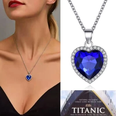 HALSKETTE TITANIC KETTE HERZ DES OZEANS ZIRKONIA KRISTALLE SCHMUCK STRASS  - Bild 1 von 3