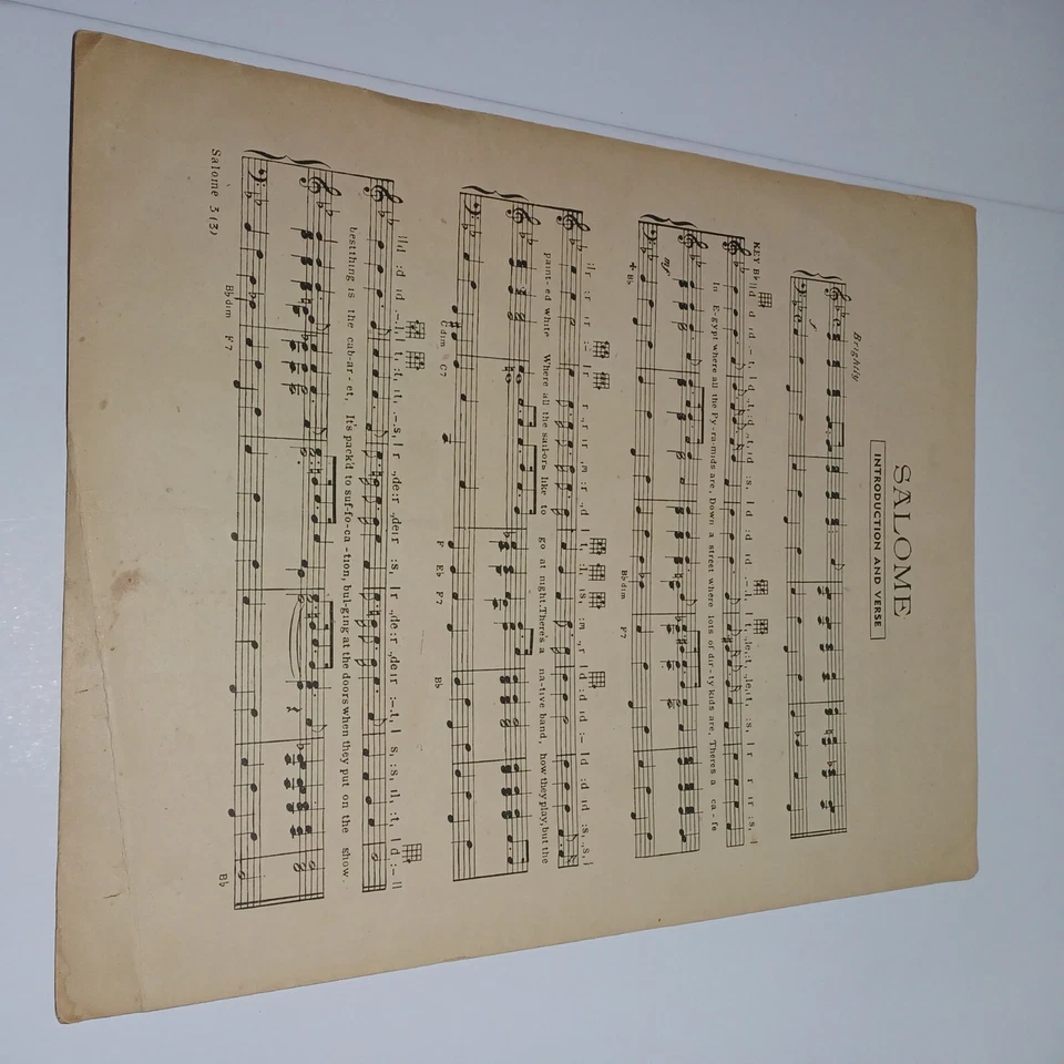 SALOME BY HARRIS WESTON AND JOHN TURNER VINTAGE SHEET MUSIC B66 - Image 4 of 4