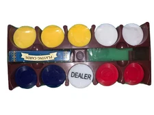 Playing Cards And Poker Chips in Plastic Holders Decks Gambling Casino