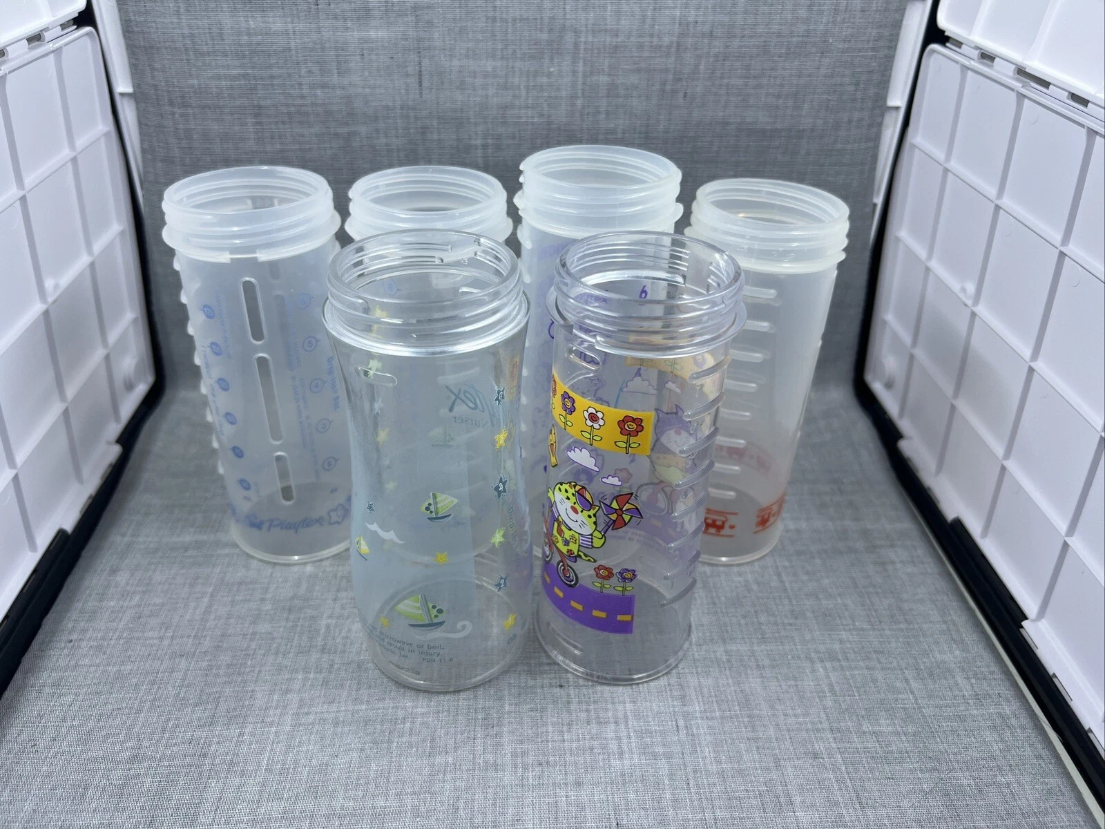 Vintage Playtex Drop In Nurser Baby Bottles Lot Of 6 NO Rings, Lids Or Nipples