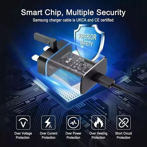 Genuine 45W Super Fast Charger Adapter Plug & Cable For Samsung Galaxy S24 S25+ - Picture 5 of 6