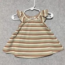 Quincy Mae 3-6M Stripe Swing Dress Matching Bloomers Brown Green Cream Stripes