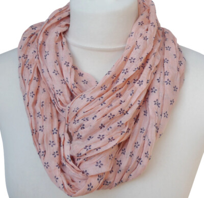 Mädchen Loop Schal Rundschal Knitterschal Blumen rosa schwarz 1169 ba